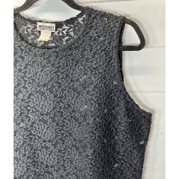Western Connection II Womens Sweater Tank 1X Black Lace VINTAGE Whimsy Goth - Picture 1 of 8